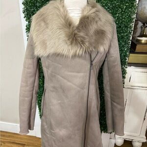 Calvin Klein Tan Teddy Jacket with Faux Fur Collar